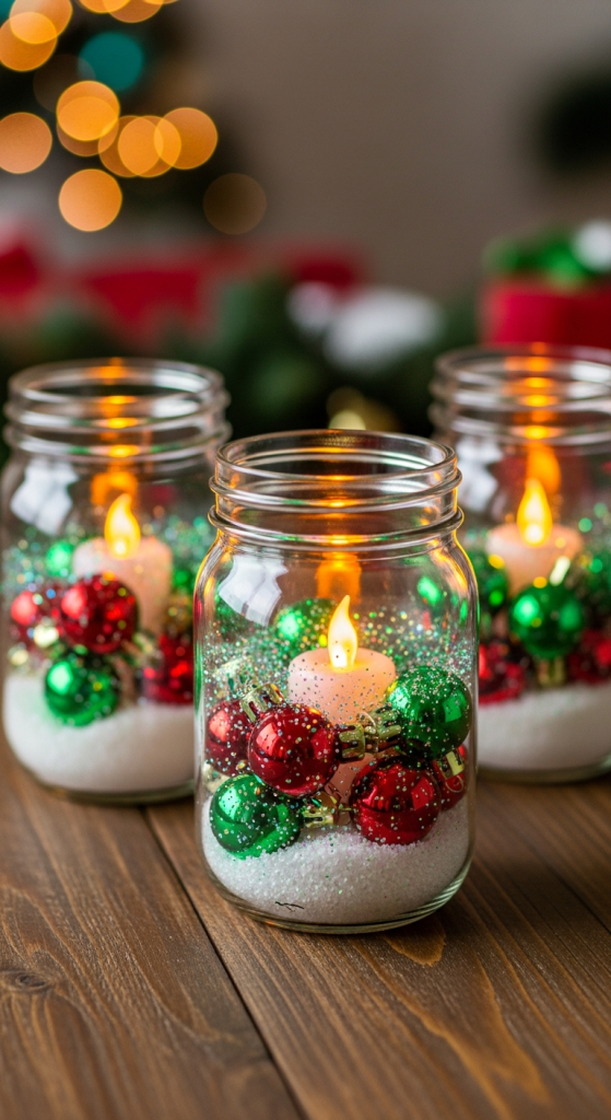 Festive Mason Jar Candle Holders