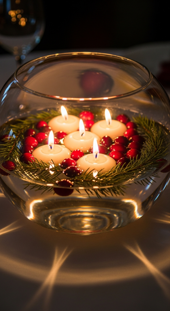 Floating Christmas Candle Bowl