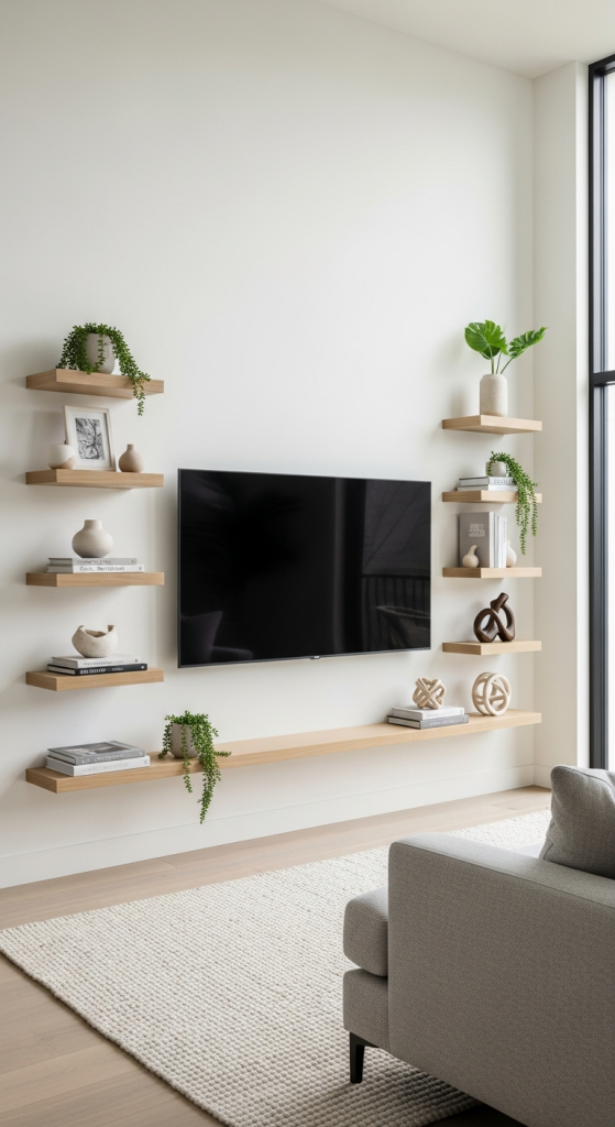 Floating Shelves Around The TV
