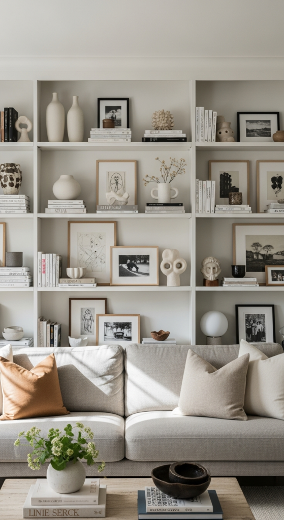 Gallery-Style Shelf Arrangement