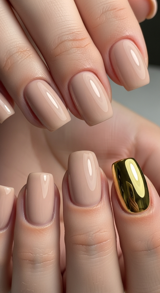 Gold Chrome Accent Nail