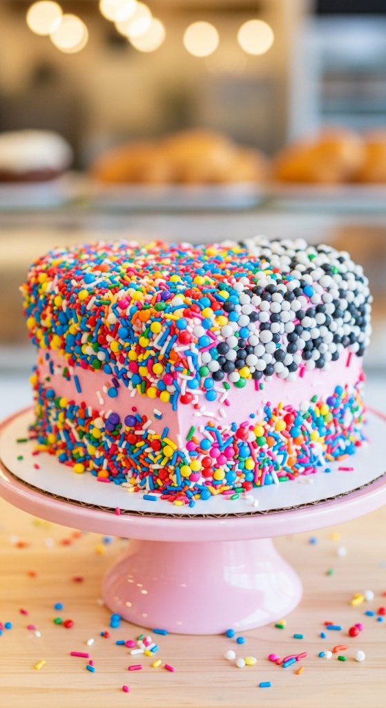 Heart Cake With Sprinkles