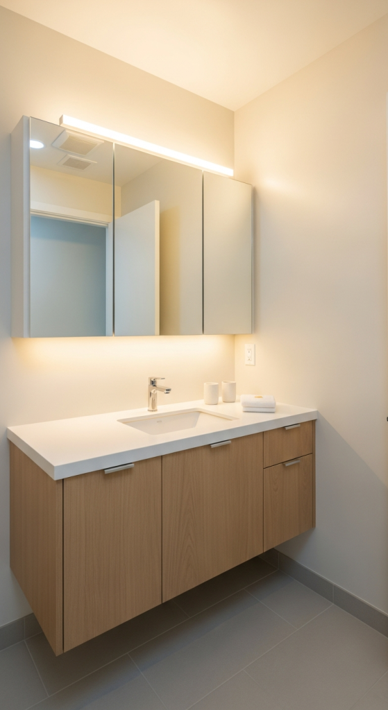 Hidden Storage Behind Mirrors