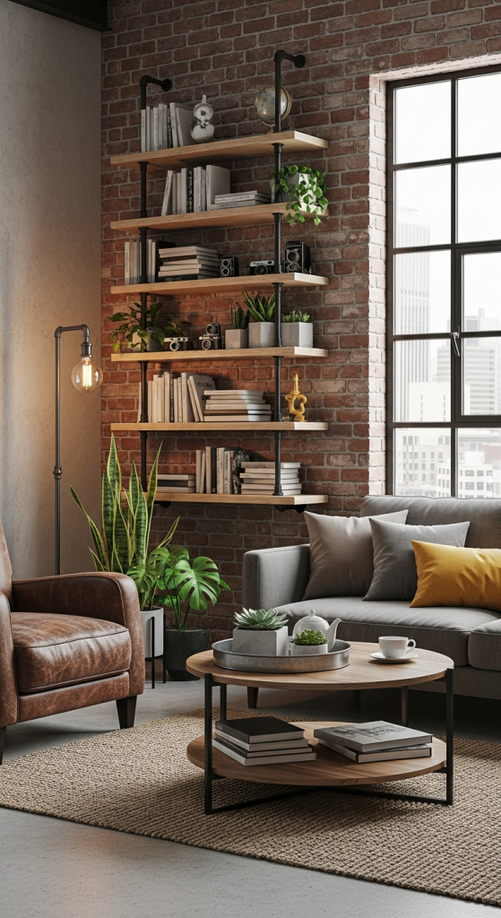 Industrial-Style Floating Shelves