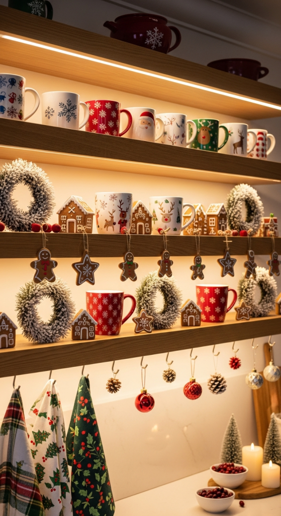 Kitchen Shelf Christmas Styling
