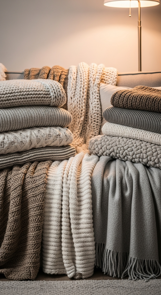 Layered Throw Blankets For Warmth