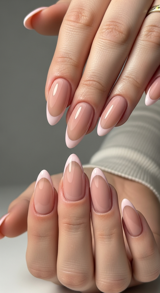 Light Pink French Almond Nails
