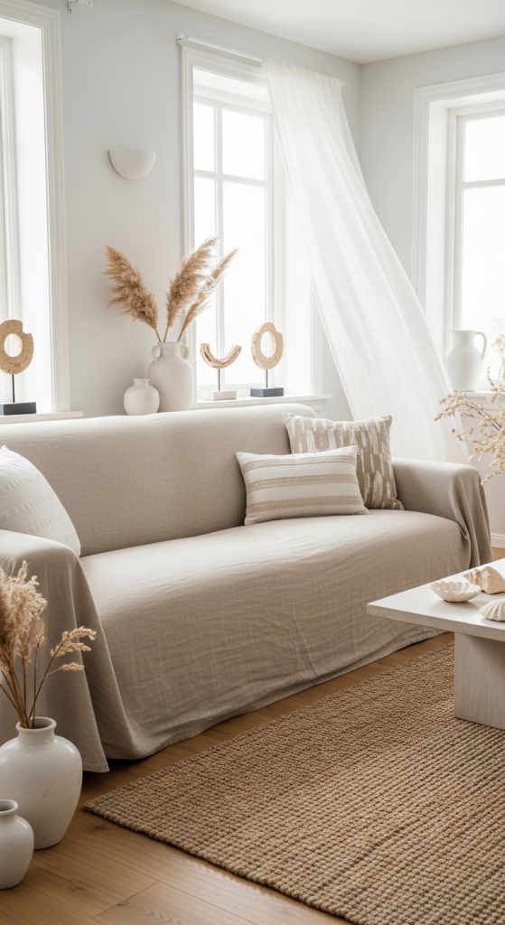Linen Blend Sofa Covers for Natural, Airy Aesthetics