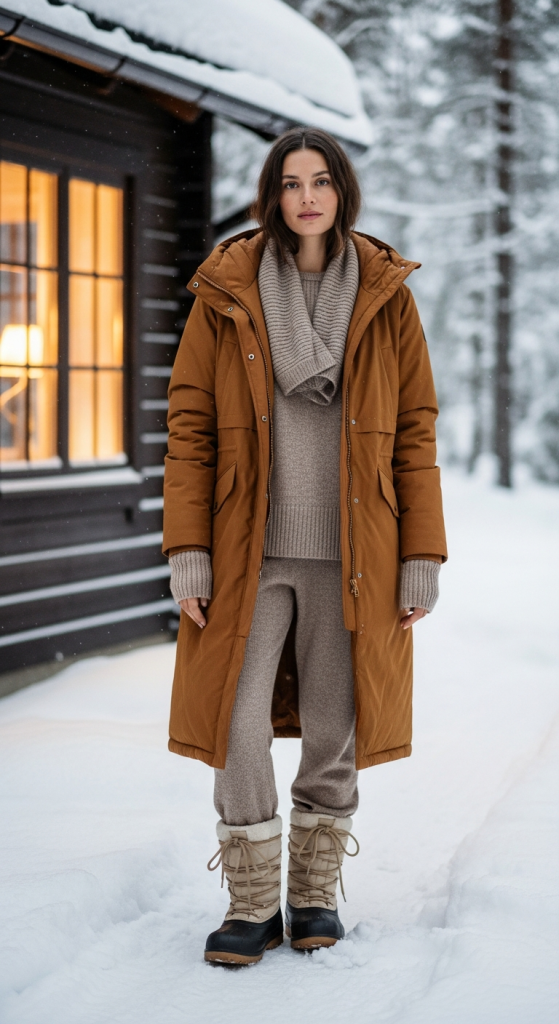 Long Parka + Knit Matching Set