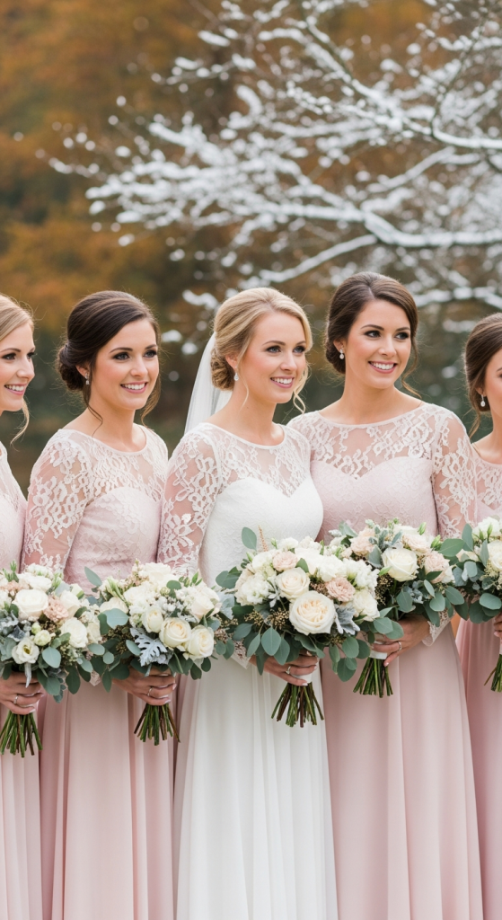 Long-Sleeve Pastel Pink Dresses