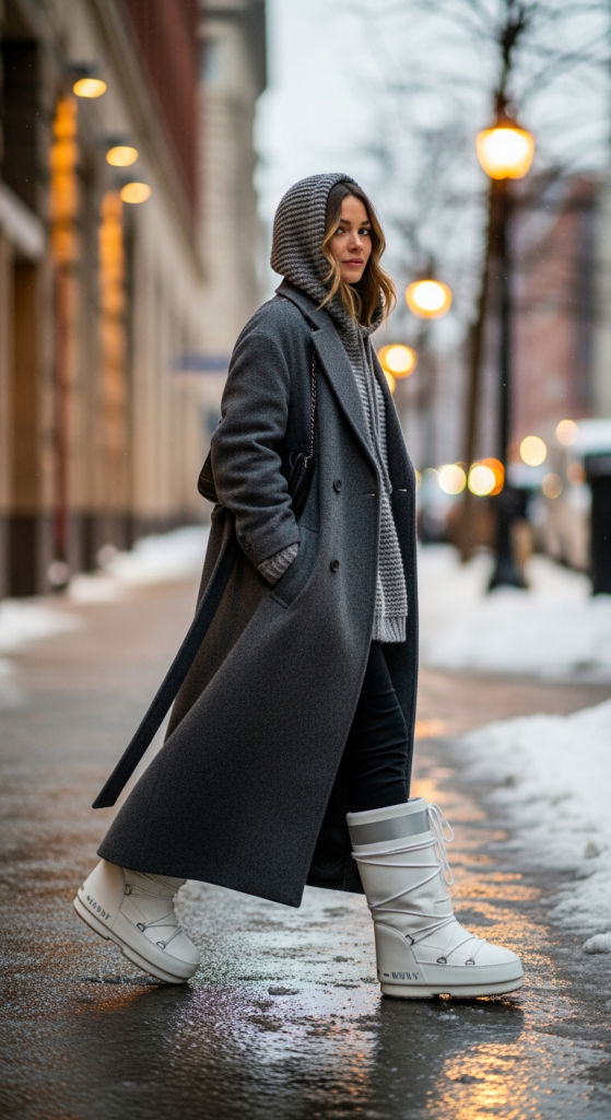 Long Wool Coat With Casual Layers