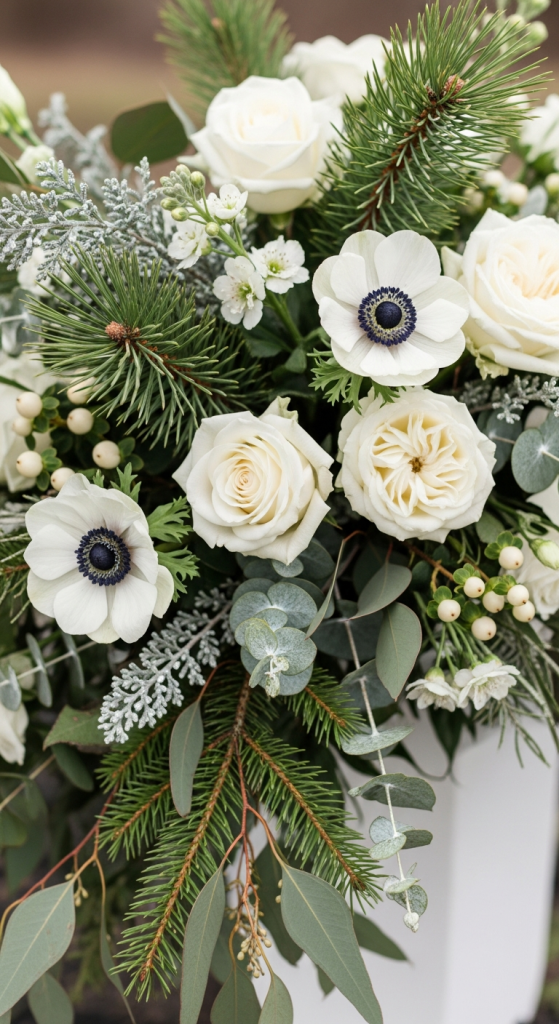 Lush Greenery With Winter Florals
