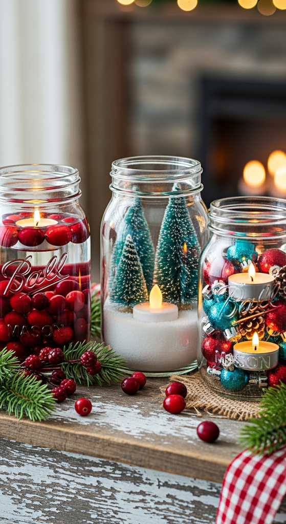 Mason Jar Christmas Candle Holders