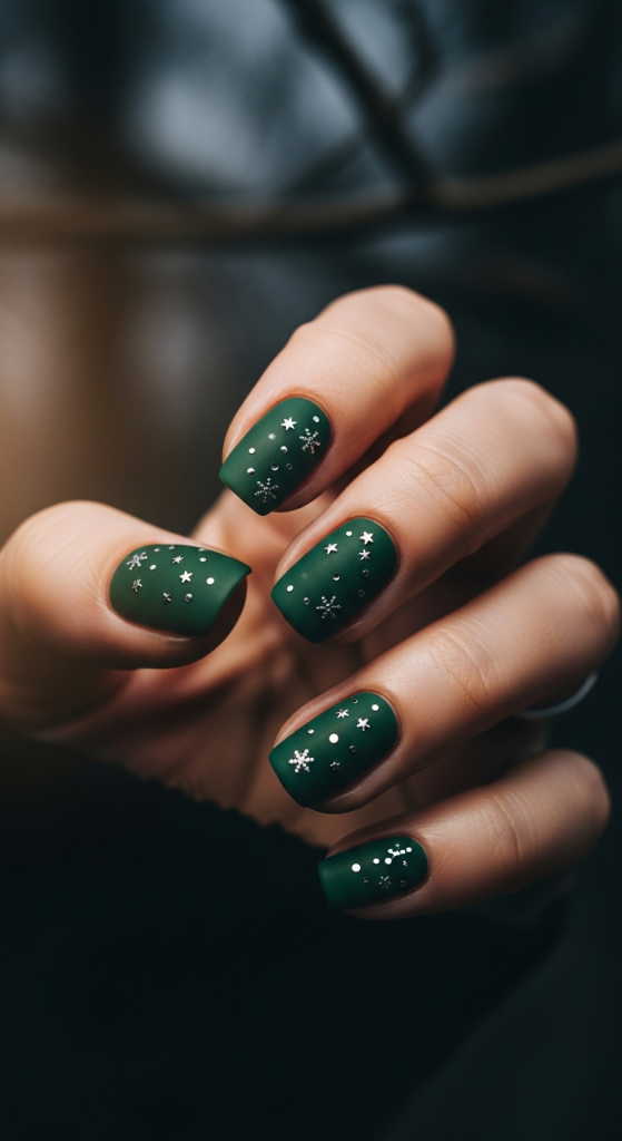 Matte Forest Green Nails