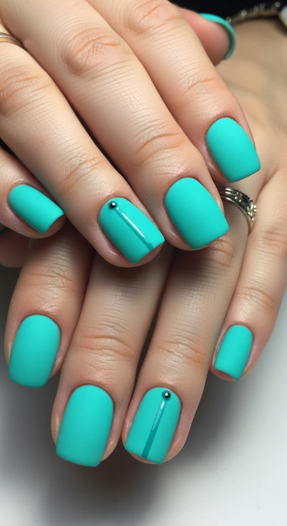 Matte Turquoise Nails