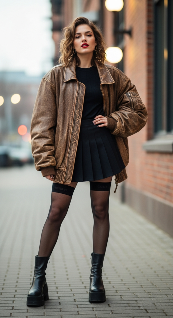 Mini Skirt And Sheer Tights