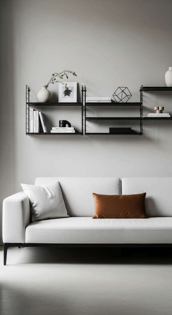 Minimalist Black Metal Shelves