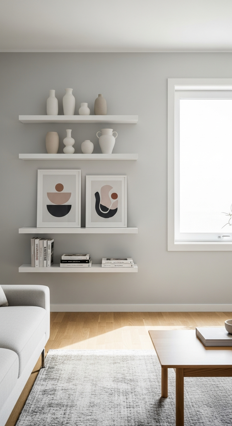 Stylish Floating Shelves for Living Room