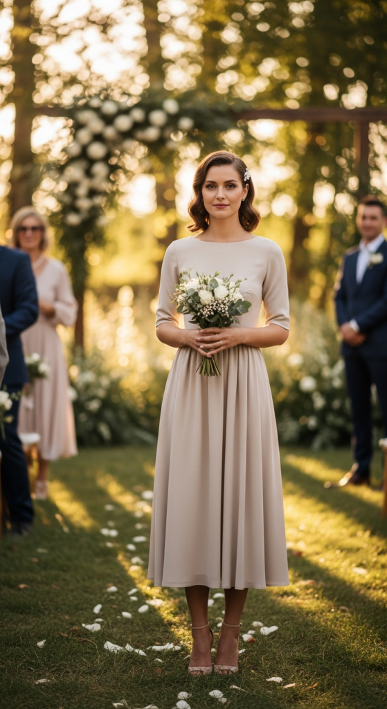 Neutral Tone Midi Dress