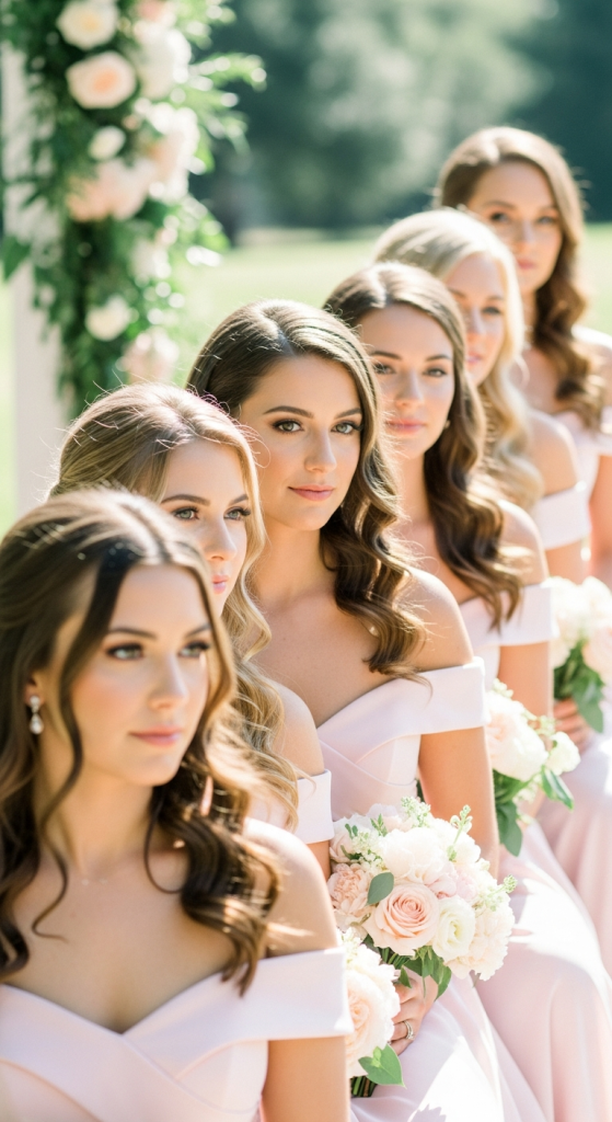 Off-Shoulder Pastel Pink Dresses