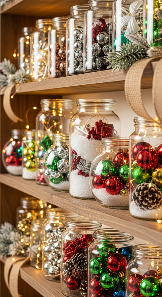 Ornament-Filled Glass Jars