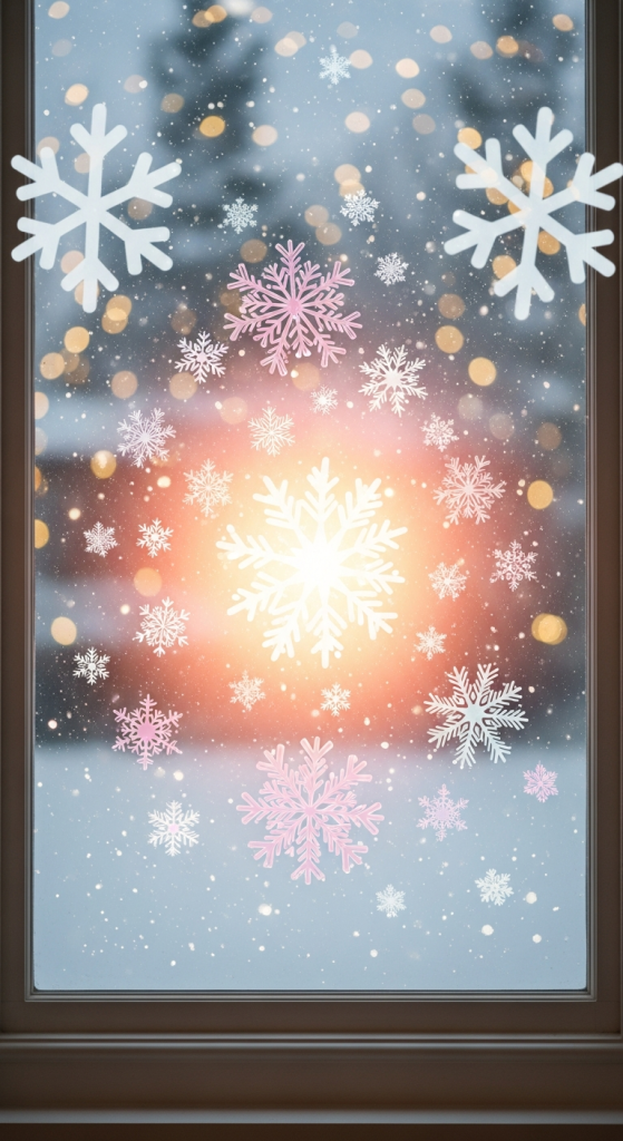 Pastel Snowflake Window Decor