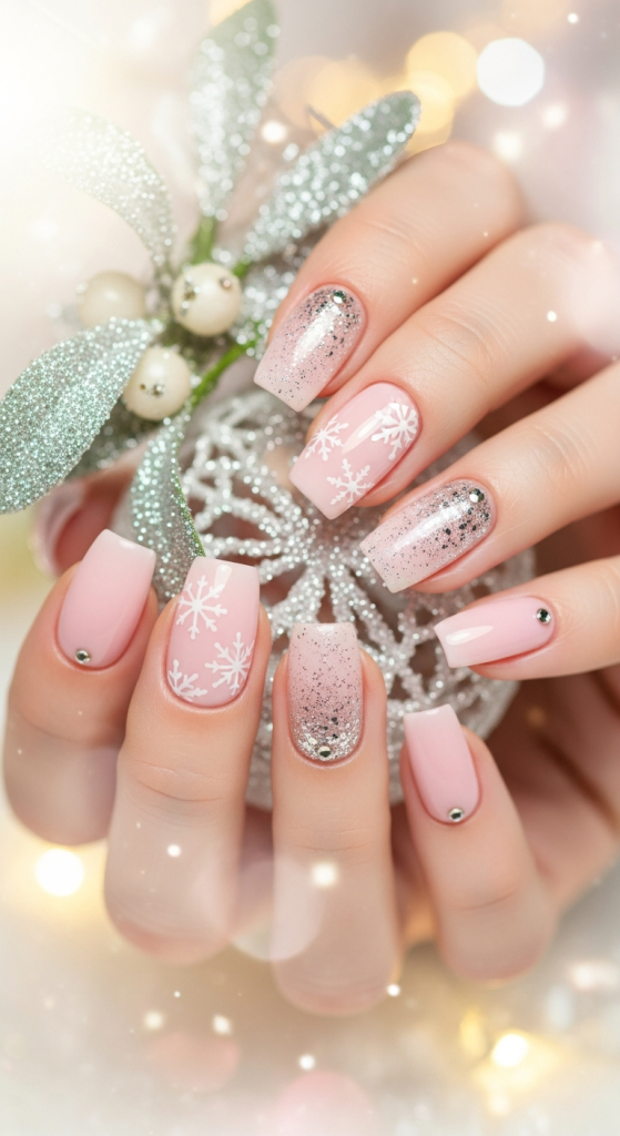Pink Christmas Nails