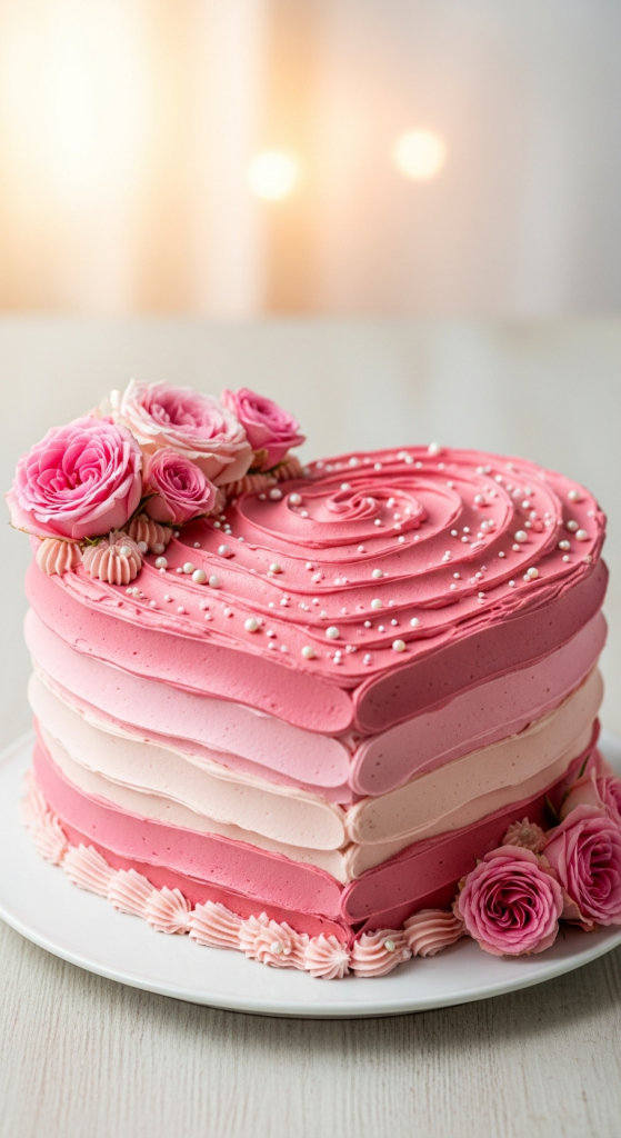Pink Ombre Heart Cake