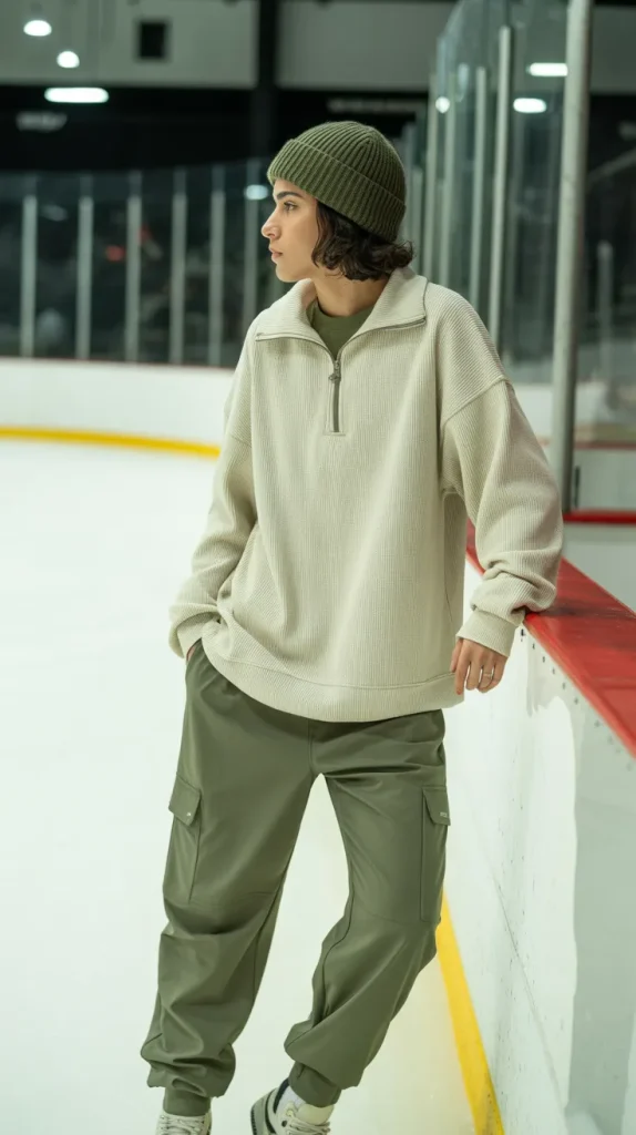 Quarter-Zip Pullover + Cargo Joggers + Beanie