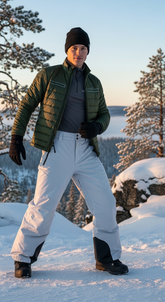 Quilted Jacket + Wide-Leg Snow Pants