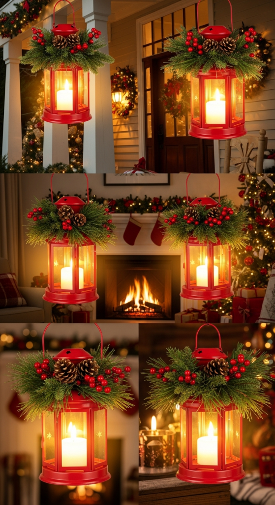Red Metal Christmas Lanterns