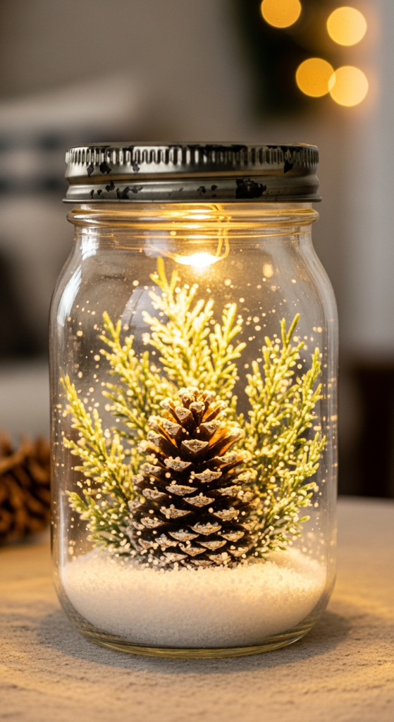 Rustic Pinecone Snow Globe