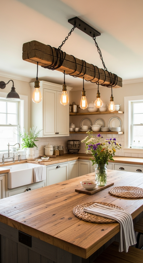 Rustic Wood-Beam Fixtures
