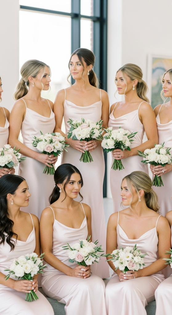 Satin Slip Pastel Pink Dresses