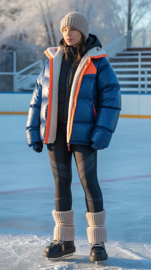 Sherpa Lined Jacket + Thermal Leggings + Snow Boots