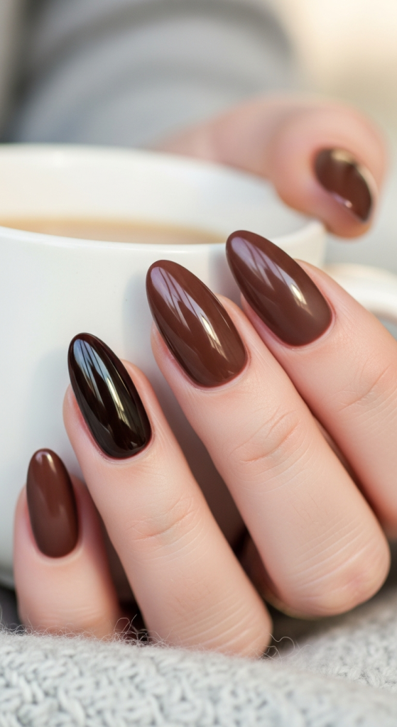 Short Brown Neutral Nails