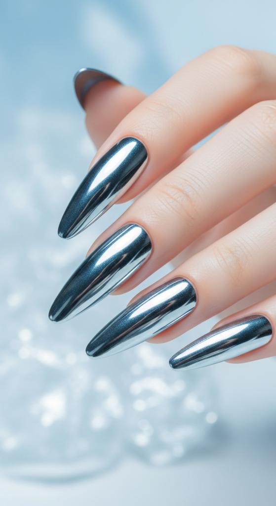 Silver Chrome Frost Nails