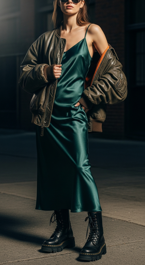 Slip Dress With Chunky Boots