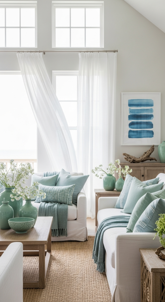 Soft Blue And Seafoam Accents