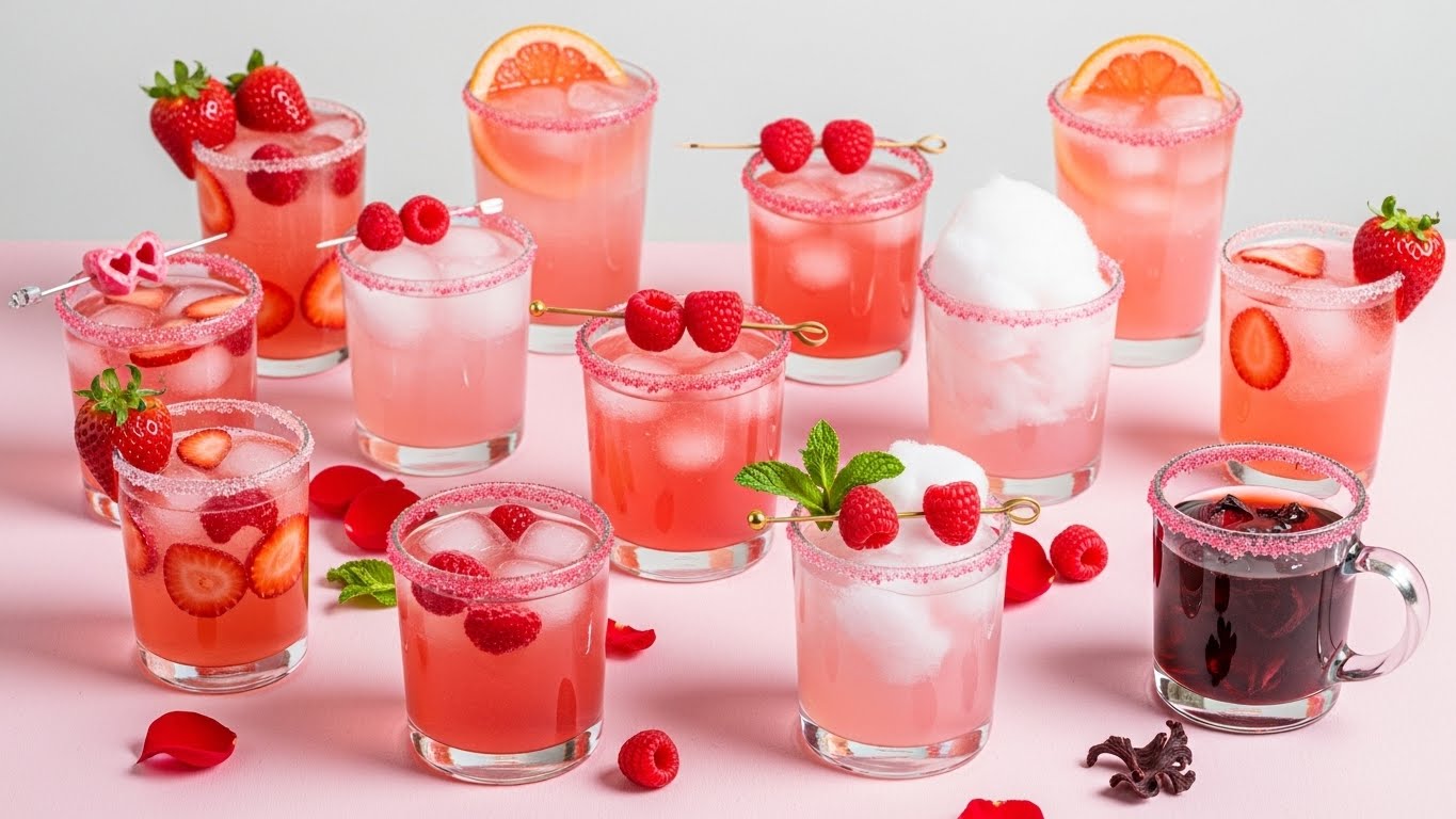 Sparkly Pink Mocktails and Drinks for Galentines Day