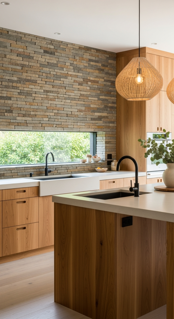 Stone Backsplash With Natural Texture