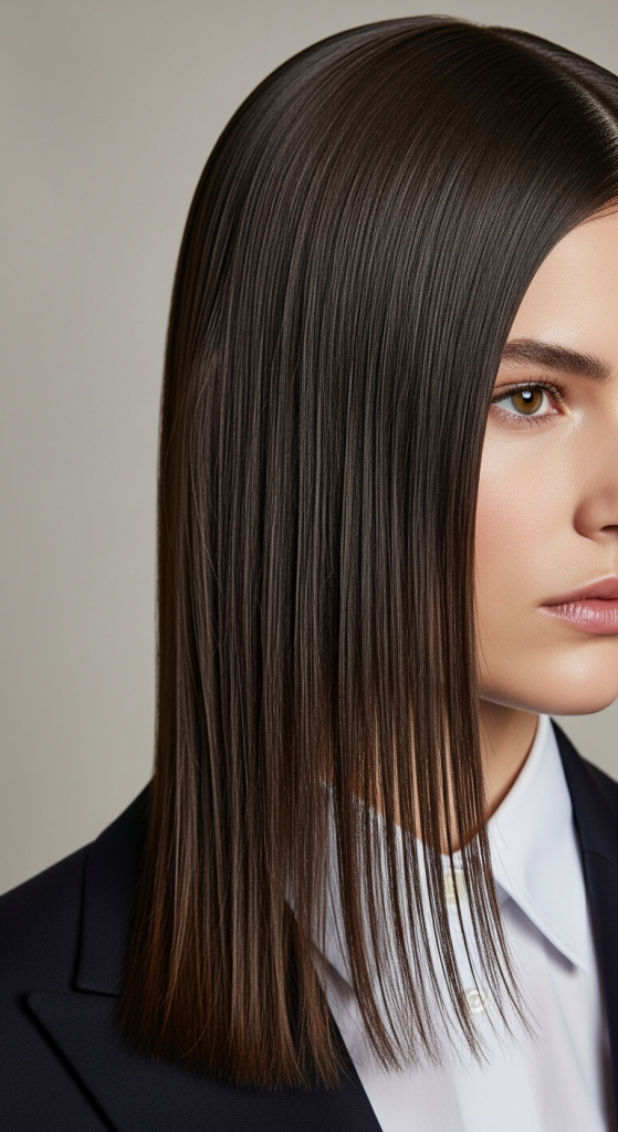 Straight Hair With Center Part