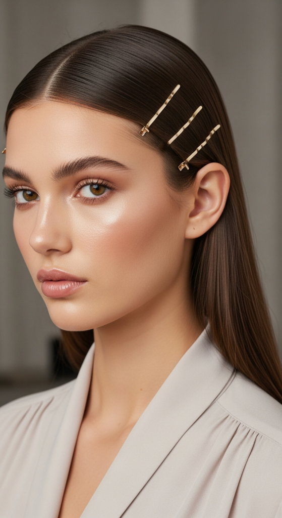 Straight Hair With Hair Clips