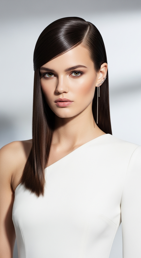 Straight Hair With Side Part