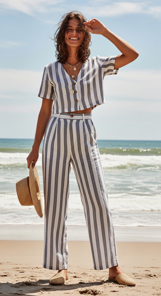 Striped Linen Matching Sets