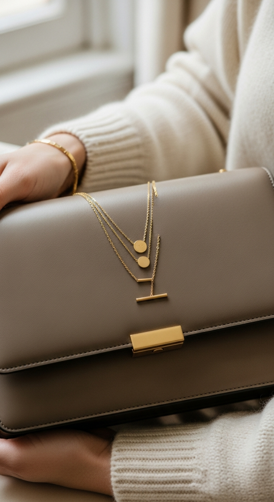 Structured Handbag And Minimal Jewelry