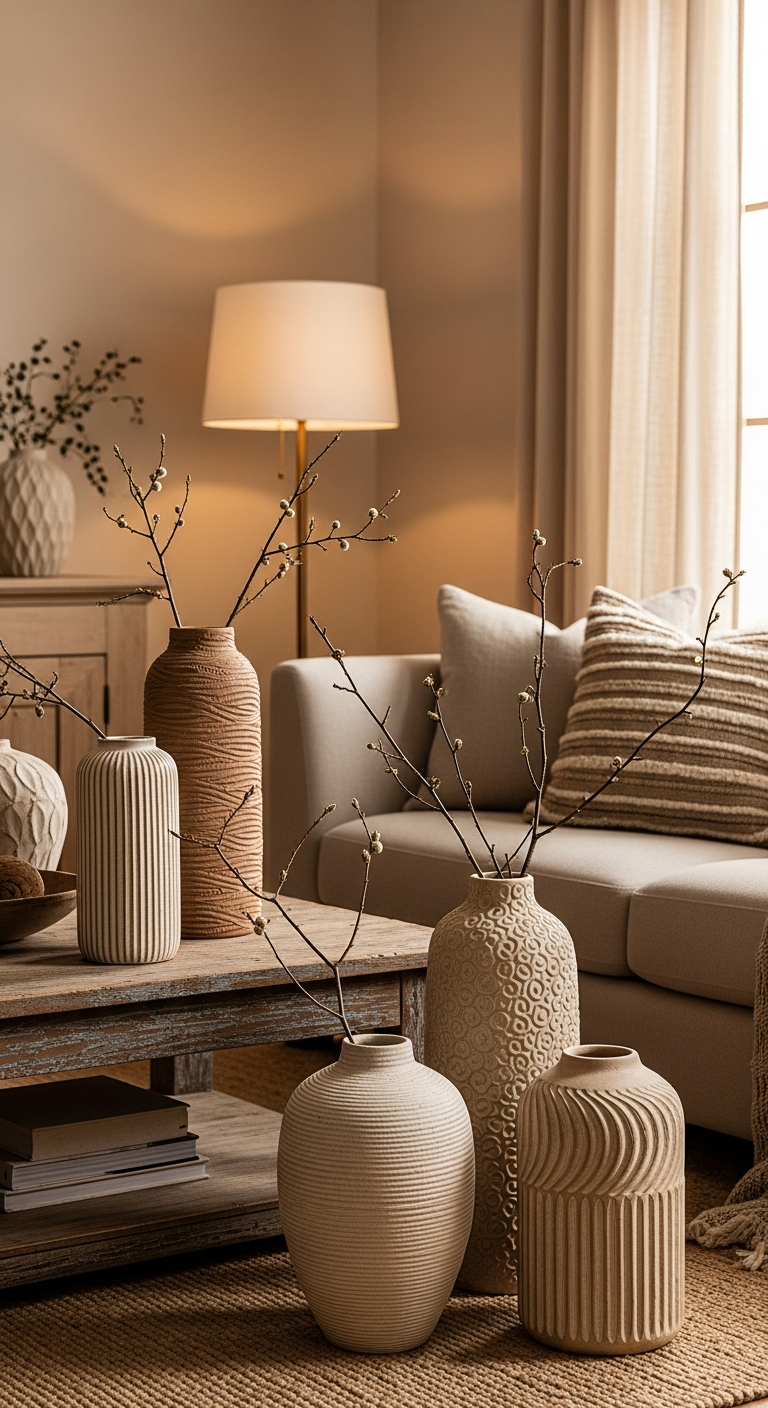 Pretty Vases Decor Ideas For Living Rooms - Textured Vase For Living Room Decor