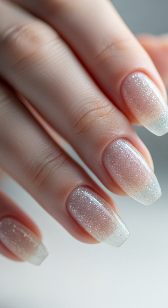 Transparent Nails With Micro-Glitter Dust