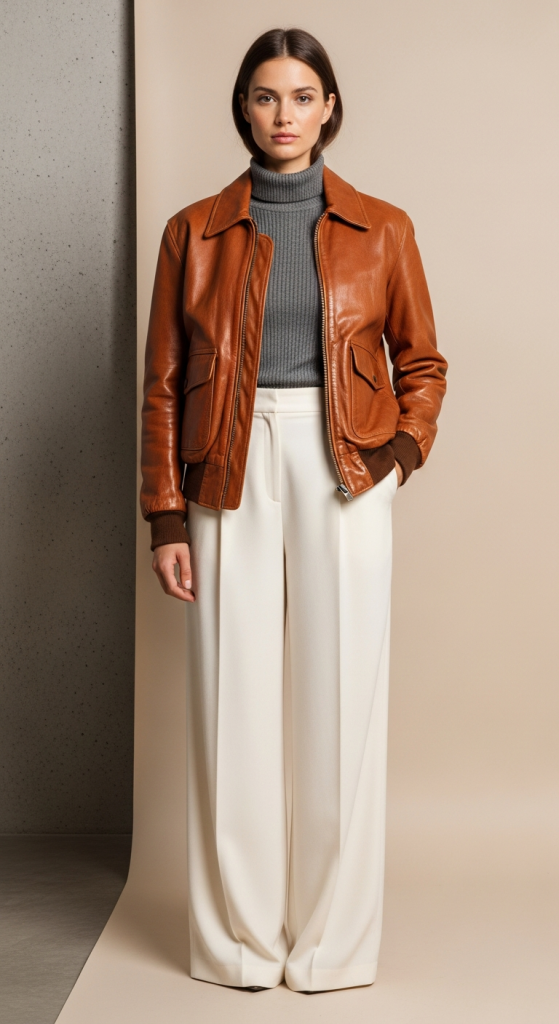 Turtleneck And Wide-Leg Pants