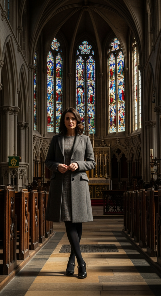 Tweed Dress with Tights